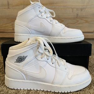 Air Jordan 1 Mid - Youth Size 5 - White